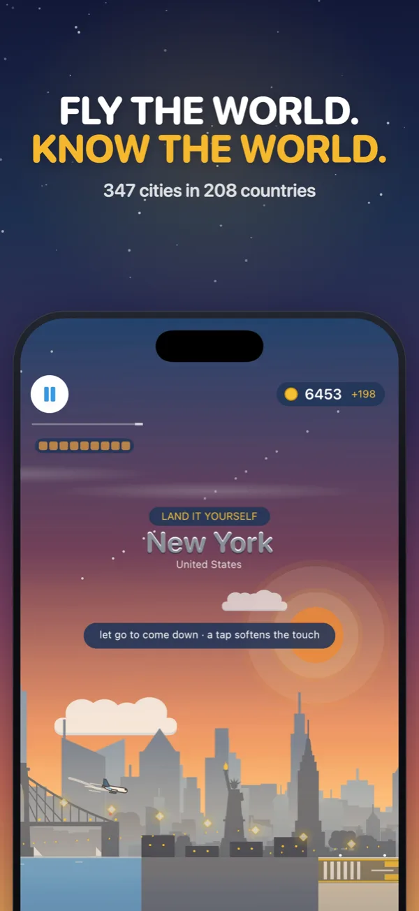 Fly the world, know the world: landing in New York at sunset