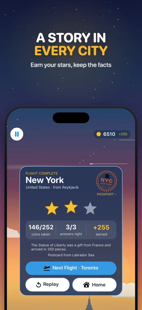 A story in every city: stars and a fact after landing in New York