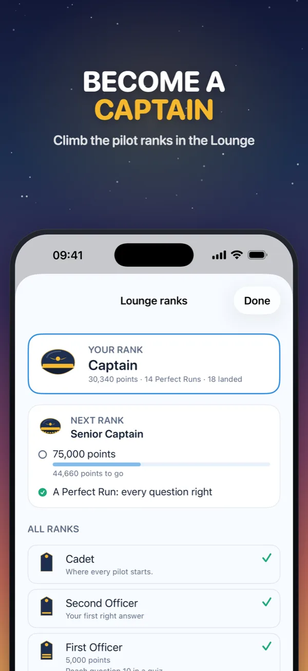 Become a captain: pilot ranks in the Lounge